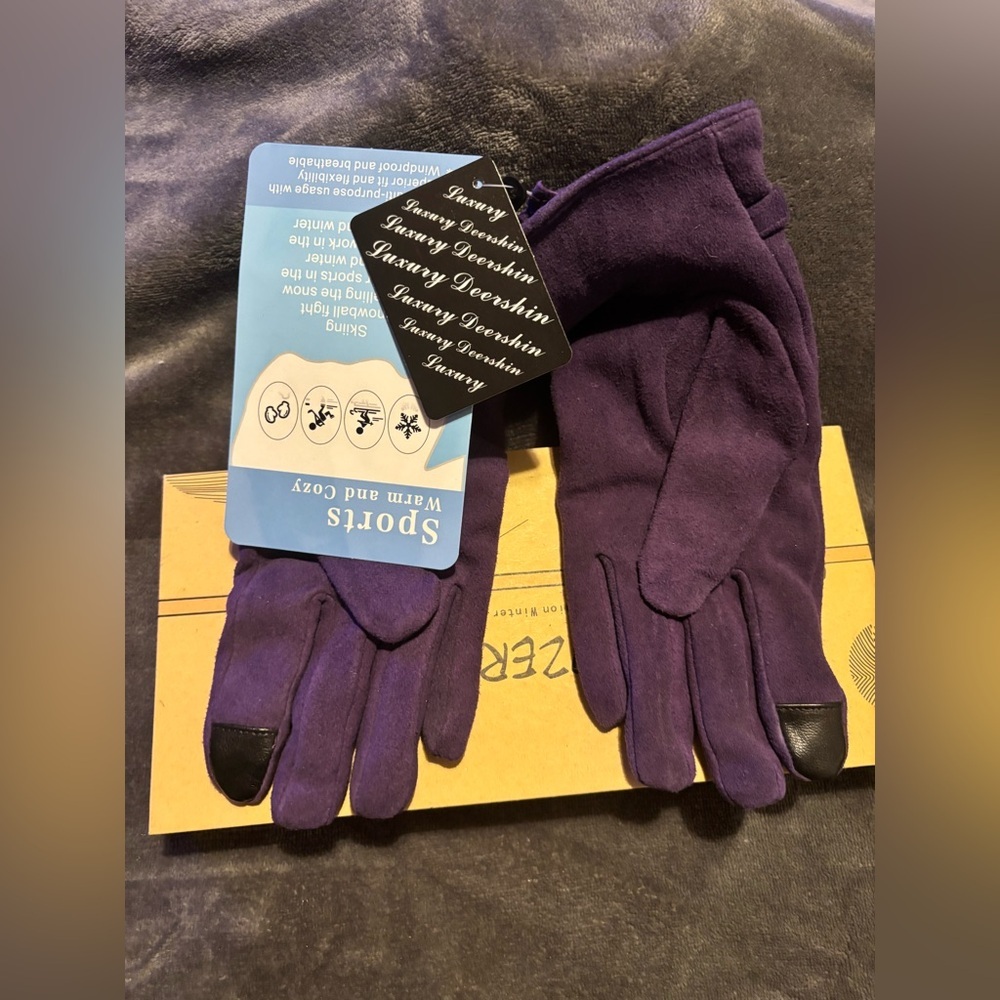 Purple Suede Ladies Gloves-XL - Picture 6 of 7